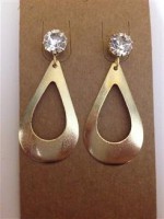 Brinco de Gota com Strass - Folheado