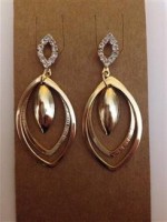 Brinco Três Peças com Strass - Folheado